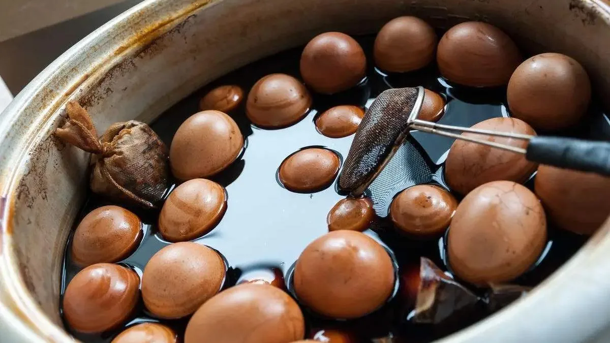 Chinese tea egss in a pot